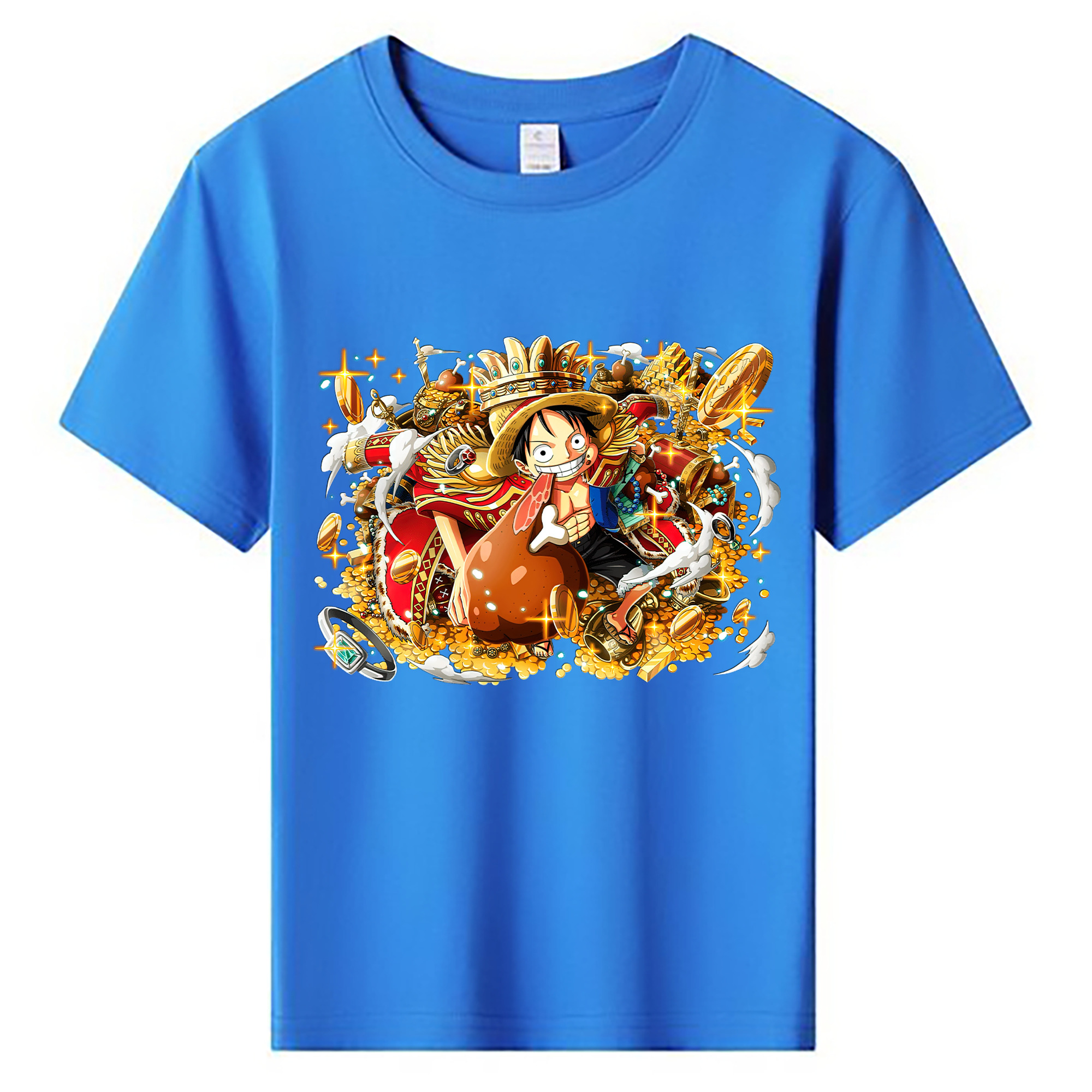 ワンピース モンキー・D・ルフィ ONE PIECE Monkey D. Luffy 綿100％キッズTシャツ（フロントプリント）
